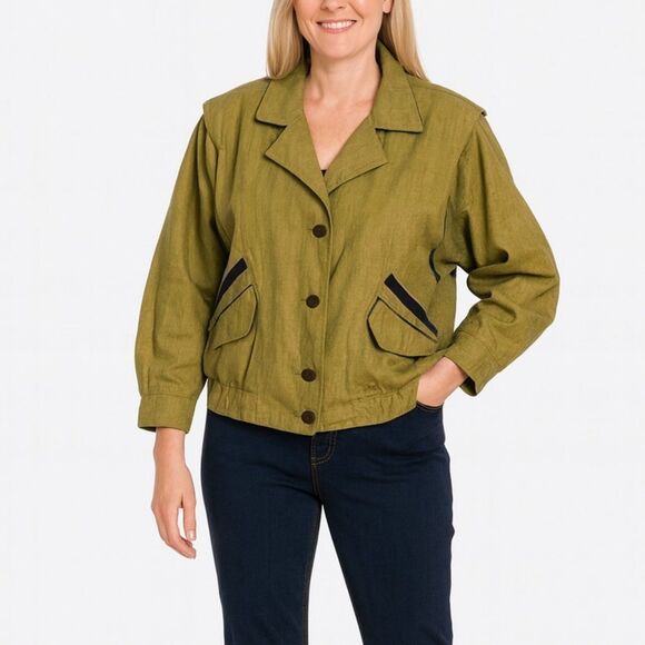 Portrait Women's Button Down Jacket Blazer Button Down V Neck Green Size Medium - Picture 1 of 8